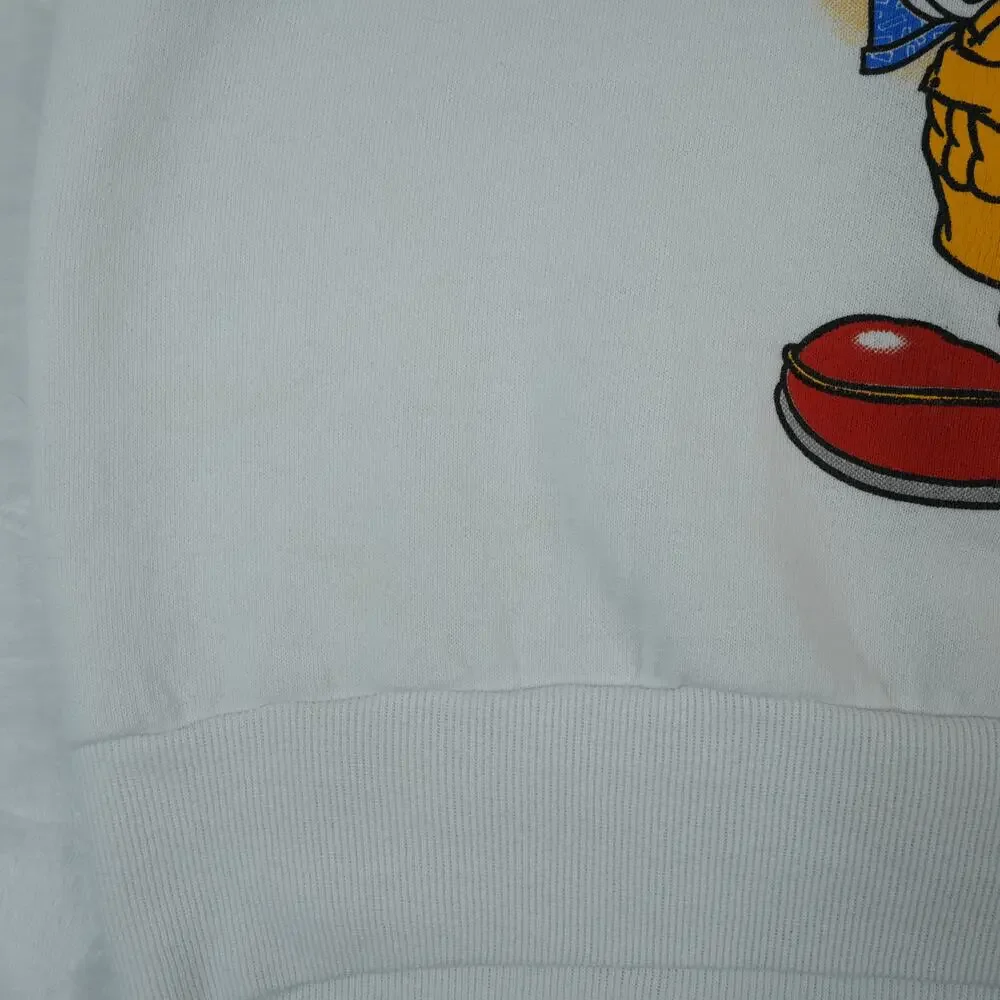 Vintage 90s Looney Tunes Bugs Bunny Sweatshirt Adult L White Made‎ USA Rare HTF
